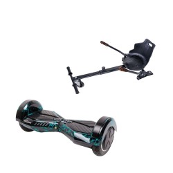 Transformers Thunderstorm Blue Hoverboard Szett Ergonomikus HoverKart Üléssel - 6.5” Kerekek, Bluetooth Hangszórók, LED Fények, Önegyensúlyozás, 15km hatótávolság, 700W teljesítmény, 4Ah Samsung cellás akkumulátor, Smart Balance