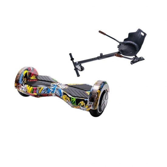 Transformers HipHop  Hoverboard Szett Ergonomikus HoverKart Üléssel - 8” Kerekek, Bluetooth Hangszórók, LED Fények, Önegyensúlyozás, 15km hatótávolság, 700W teljesítmény, 4Ah Samsung cellás akkumulátor, Smart Balance 1