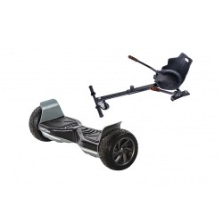Hummer Black All-Terrain Hoverboard Szett Ergonomikus HoverKart Üléssel – 8.5” Kerekek, Bluetooth Hangszórók, LED Fények, Önegyensúlyozás, 15km hatótávolság, 700W teljesítmény, 4Ah Samsung cellás akkumulátor, Smart Balance