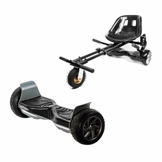 Elektromos Hoverboard GoKart Szett Lengéscsillapítókkal, 8.5 colos, Hummer Black, Nagy Hatótávolság, Fekete HoverKart Lengéscsillapítókkal, Smart Balance