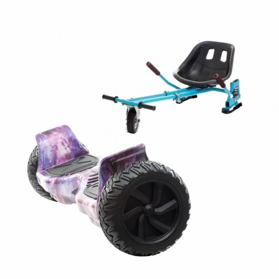 Hummer Galaxy All-Terrain Hoverboard Szett Kék Dupla Felfüggesztésű HoverKart Üléssel – 8.5” Kerekek, Bluetooth Hangszórók, LED Fények, Önegyensúlyozás, 15km hatótávolság, 700W teljesítmény, 4Ah Samsung cellás akkumulátor, Smart Balance