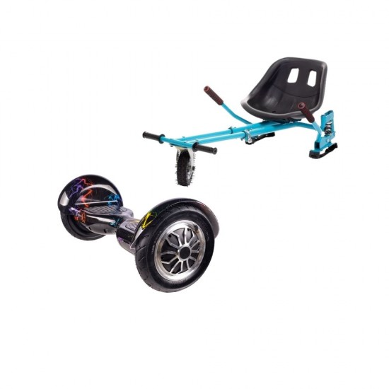 OffRoad Thunderstorm 7 Hoverboard Szett Kék Dupla Felfüggesztésű HoverKart Üléssel - 10” Kerekek, Bluetooth Hangszórók, LED Fények, Önegyensúlyozás, 15km hatótávolság, 700W teljesítmény, 4Ah Samsung cellás akkumulátor, Smart Balance