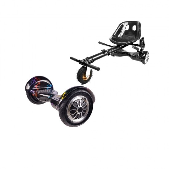 Elektromos Hoverboard GoKart Szett Lengéscsillapítókkal, 10 colos, Off-Road Thunderstorm, Standard Hatótávolság, Fekete HoverKart Lengéscsillapítókkal, Smart Balance