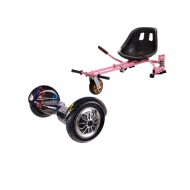 OffRoad Thunderstorm 7 Hoverboard Szett Rózsaszín Dupla Felfüggesztésű HoverKart Üléssel - 10” Kerekek, Bluetooth Hangszórók, LED Fények, Önegyensúlyozás, 15km hatótávolság, 700W teljesítmény, 4Ah Samsung cellás akkumulátor, Smart Balance