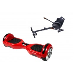Regular Red Hoverboard Szett Ergonomikus HoverKart Üléssel - 6.5” Kerekek, Bluetooth Hangszórók, LED Fények, Önegyensúlyozás, 15km hatótávolság, 700W teljesítmény, 4Ah Samsung cellás akkumulátor, Smart Balance