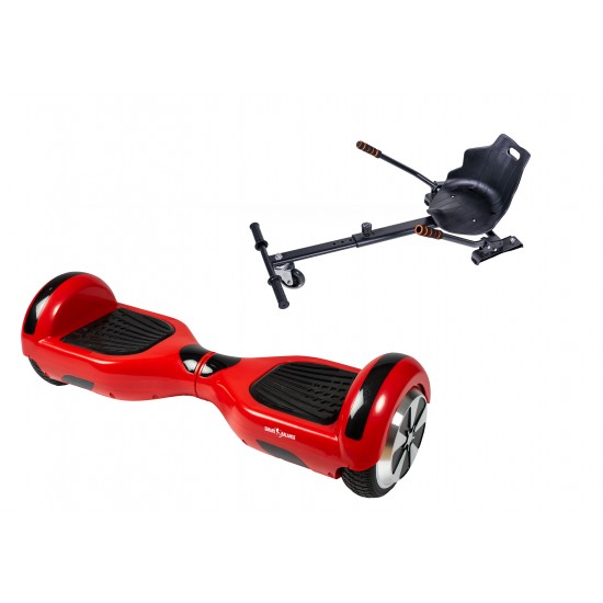 Elektromos Hoverboard Standard GoKart Szett, 6.5 colos, Regular Red, Nagy Hatótávolság, és Fekete Hoverkart, Smart Balance