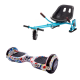 Hoverboard Go Kart Csomag, 6.5 Inch-es, Teljesítménye 700W, Bluetooth-os beépített hangszórók, Led-ek, Kék Hoverkart Felfüggesztésekkel, Smart Balance Regular Splash 2