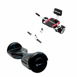 Hoverboard Go Kart Csomag, 6.5 Inch-es, Teljesítménye 700W, Bluetooth-os beépített hangszórók, Led-ek, Hoverkart szivacsos ülés, Smart Balance Regular Thunderstorm Blue