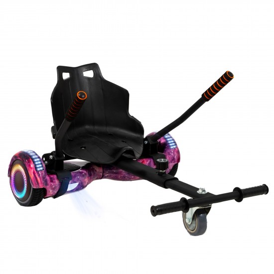 Elektromos Hoverboard Standard GoKart Szett, 6.5 colos, Regular Galaxy Pink PRO, Nagy Hatótávolság, és Fekete Hoverkart, Smart Balance