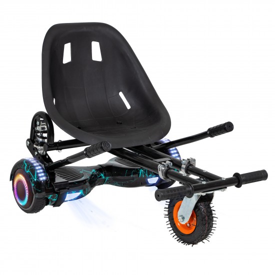 Elektromos Hoverboard GoKart Szett Lengéscsillapítókkal, 6.5 colos, Regular Thunderstorm PRO, Nagy Hatótávolság, Fekete HoverKart Lengéscsillapítókkal, Smart Balance