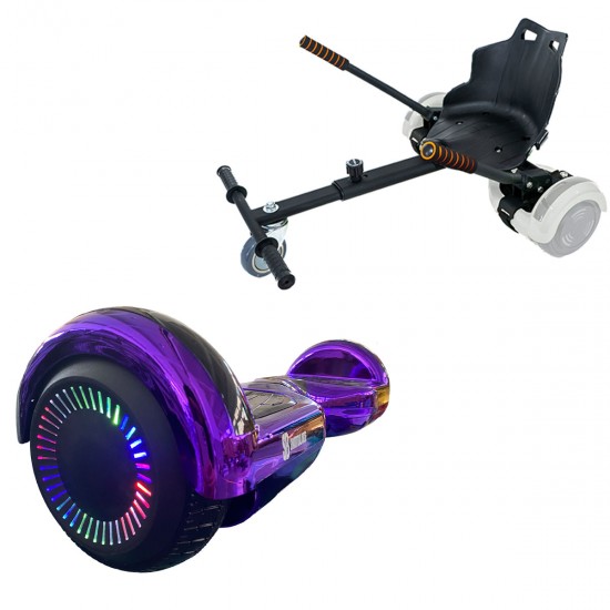 Elektromos Hoverboard Standard GoKart Szett, 6.5 colos, Regular ElectroPurple PRO, Nagy Hatótávolság, és Fekete Hoverkart, Smart Balance