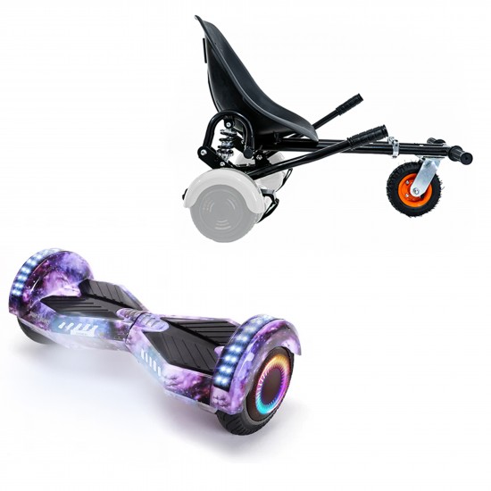 Elektromos Hoverboard GoKart Szett Lengéscsillapítókkal, 6.5 colos, Transformers Galaxy PRO, Standard Hatótávolság, Fekete HoverKart Lengéscsillapítókkal, Smart Balance