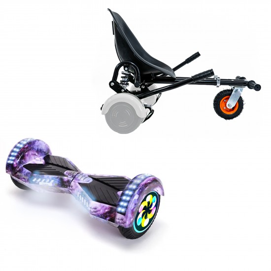 Elektromos Hoverboard GoKart Szett Lengéscsillapítókkal, 8 colos, Transformers Galaxy PRO, Standard Hatótávolság, Fekete HoverKart Lengéscsillapítókkal, Smart Balance