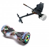 Elektromos Hoverboard Standard GoKart Szett, 8 colos, Transformers SkullColor PRO, Standard Hatótávolság, és Fekete Hoverkart, Smart Balance