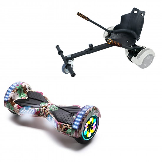 Elektromos Hoverboard Standard GoKart Szett, 8 colos, Transformers SkullColor PRO, Standard Hatótávolság, és Fekete Hoverkart, Smart Balance