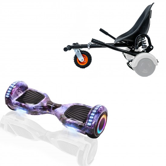 Elektromos Hoverboard GoKart Szett Lengéscsillapítókkal, 6.5 colos, Regular Galaxy PRO, Nagy Hatótávolság, Fekete HoverKart Lengéscsillapítókkal, Smart Balance