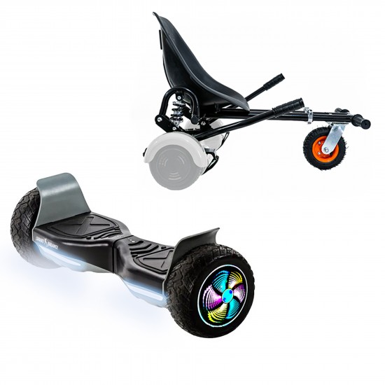 Elektromos Hoverboard GoKart Szett Lengéscsillapítókkal, 8.5 colos, Hummer Black PRO, Standard Hatótávolság, Fekete HoverKart Lengéscsillapítókkal, Smart Balance