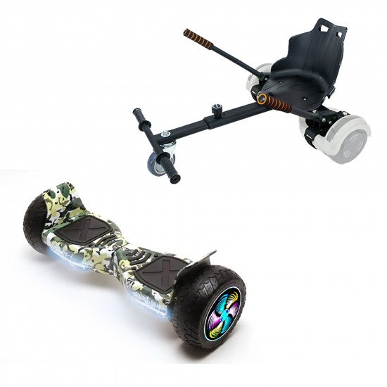 Elektromos Hoverboard Standard GoKart Szett, 8.5 colos, Hummer Camouflage PRO, Nagy Hatótávolság, és Fekete Hoverkart, Smart Balance