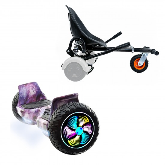 Elektromos Hoverboard GoKart Szett Lengéscsillapítókkal, 8.5 colos, Hummer Galaxy PRO, Standard Hatótávolság, Fekete HoverKart Lengéscsillapítókkal, Smart Balance