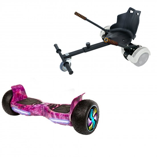 Elektromos Hoverboard Standard GoKart Szett, 8.5 colos, Hummer Galaxy Pink PRO, Nagy Hatótávolság, és Fekete Hoverkart, Smart Balance