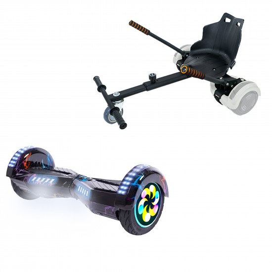 Elektromos Hoverboard Standard GoKart Szett, 8 colos, Transformers Thunderstorm Blue PRO, Nagy Hatótávolság, és Fekete Hoverkart, Smart Balance