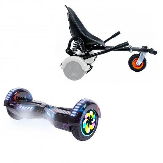 Elektromos Hoverboard GoKart Szett Lengéscsillapítókkal, 8 colos, Transformers Thunderstorm Blue PRO, Standard Hatótávolság, Fekete HoverKart Lengéscsillapítókkal, Smart Balance