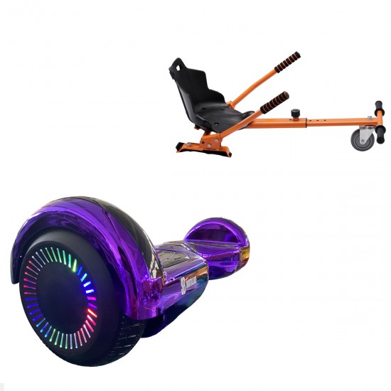 Elektromos Hoverboard Standard GoKart Szett, 6.5 colos, Regular ElectroPurple PRO, Nagy Hatótávolság, és Narancs Hoverkart, Smart Balance