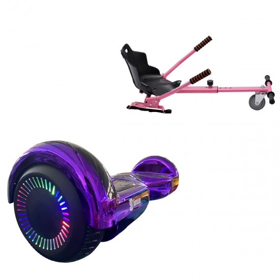 Elektromos Hoverboard Standard GoKart Szett, 6.5 colos, Regular ElectroPurple PRO, Nagy Hatótávolság, és Rózsaszín Hoverkart, Smart Balance