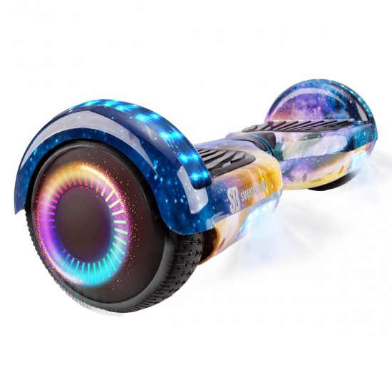 Elektromos Hoverboard csomag Komfortos Üléssel, 6.5 colos, Regular Galaxy Orange PRO, Nagy Hatótávolság, Fehér Szivacsos ülés, Smart Balance 2