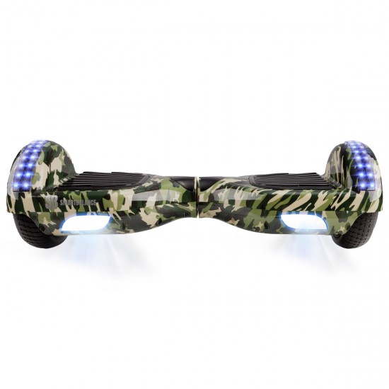 Elektromos Hoverboard csomag Komfortos Üléssel, 6.5 colos, Regular Camouflage PRO, Nagy Hatótávolság, Fehér Szivacsos ülés, Smart Balance 3