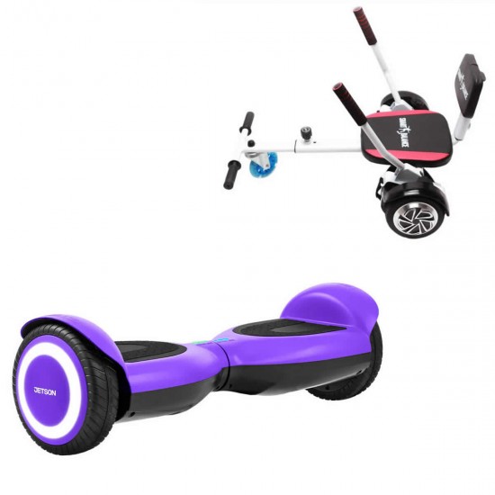 Elektromos Hoverboard Csomag Komfortos Üléssel, 6.5 col, Jetson Prism Purple, Standard Hatótávolság, Fehér Szivacsos ülés, Smart Balance