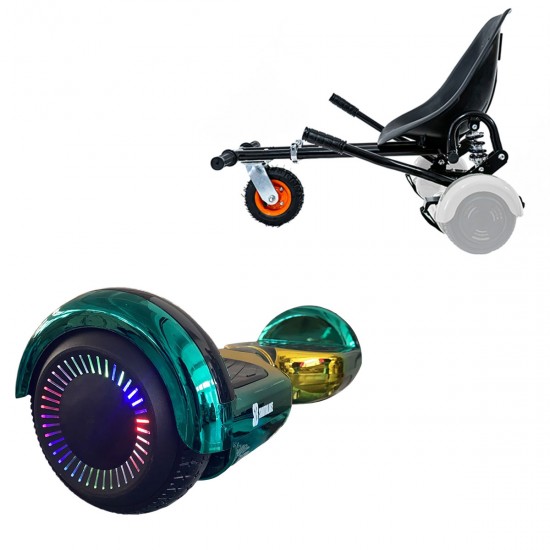 Elektromos Hoverboard GoKart Szett Lengéscsillapítókkal, 6.5 colos, Regular California PRO, Standard Hatótávolság, Fekete HoverKart Lengéscsillapítókkal, Smart Balance