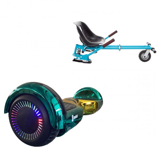 Elektromos Hoverboard GoKart Szett Lengéscsillapítókkal, 6.5 colos, Regular California PRO, Standard Hatótávolság, Kék HoverKart Lengéscsillapítókkal, Smart Balance