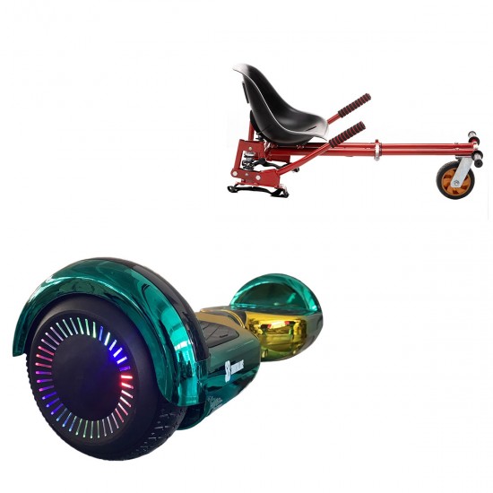 Elektromos Hoverboard GoKart Szett Lengéscsillapítókkal, 6.5 colos, Regular California PRO, Standard Hatótávolság, Piros HoverKart Lengéscsillapítókkal, Smart Balance