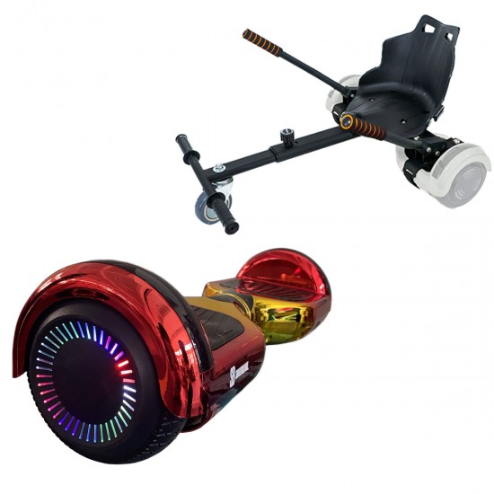 Elektromos Hoverboard Standard GoKart Szett, 6.5 colos, Regular Sunset PRO, Nagy Hatótávolság, és Fekete Hoverkart, Smart Balance