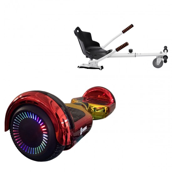 Elektromos Hoverboard Standard GoKart Szett, 6.5 colos, Regular Sunset PRO, Nagy Hatótávolság, és Fehér Hoverkart, Smart Balance