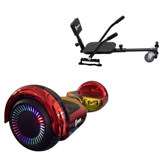 Elektromos Hoverboard csomag Komfortos Üléssel, 6.5 colos, Regular Sunset PRO, Nagy Hatótávolság, Fekete Szivacsos ülés, Smart Balance