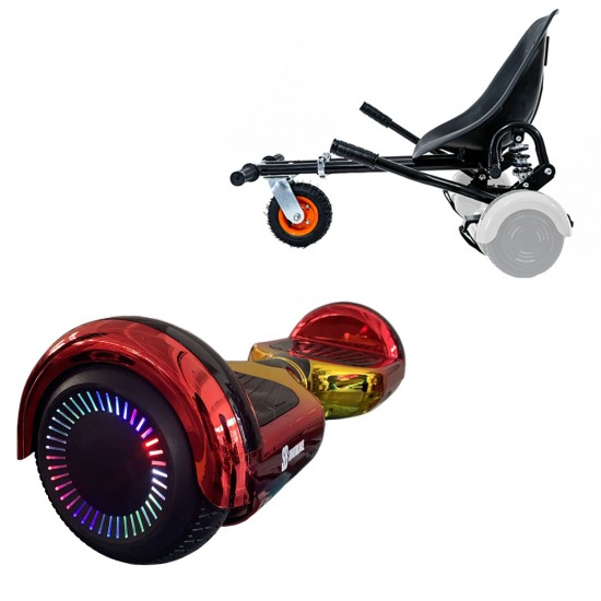 Elektromos Hoverboard GoKart Szett Lengéscsillapítókkal, 6.5 colos, Regular Sunset PRO, Nagy Hatótávolság, Fekete HoverKart Lengéscsillapítókkal, Smart Balance