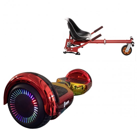 Elektromos Hoverboard GoKart Szett Lengéscsillapítókkal, 6.5 colos, Regular Sunset PRO, Standard Hatótávolság, Piros HoverKart Lengéscsillapítókkal, Smart Balance