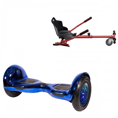 Elektromos Hoverboard Standard GoKart Szett, 10 colos, Off-Road ElectroBlue PRO, Nagy Hatótávolság, és Piros Hoverkart, Smart Balance