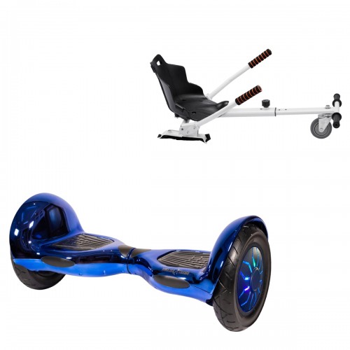 Elektromos Hoverboard Standard GoKart Szett, 10 colos, Off-Road ElectroBlue PRO, Nagy Hatótávolság, és Fehér Hoverkart, Smart Balance