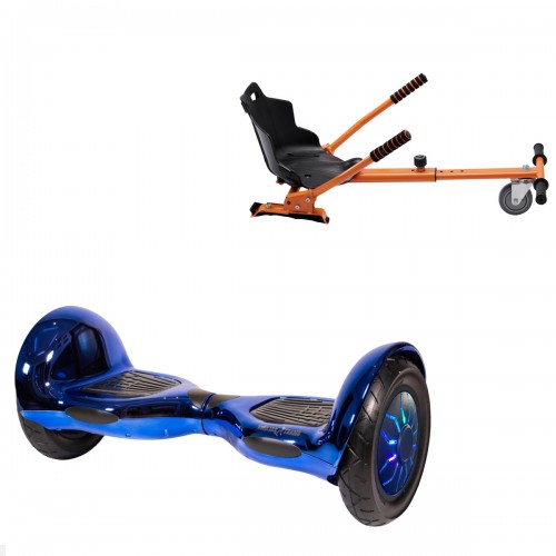 Elektromos Hoverboard Standard GoKart Szett, 10 colos, Off-Road ElectroBlue PRO, Nagy Hatótávolság, és Narancs Hoverkart, Smart Balance