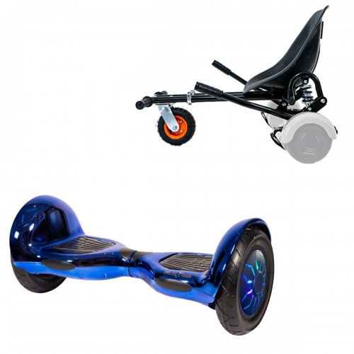 Elektromos Hoverboard GoKart Szett Lengéscsillapítókkal, 10 colos, Off-Road ElectroBlue PRO, Nagy Hatótávolság, Fekete HoverKart Lengéscsillapítókkal, Smart Balance