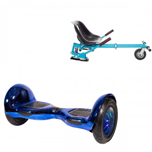 Elektromos Hoverboard GoKart Szett Lengéscsillapítókkal, 10 colos, Off-Road ElectroBlue PRO, Nagy Hatótávolság, Kék HoverKart Lengéscsillapítókkal, Smart Balance