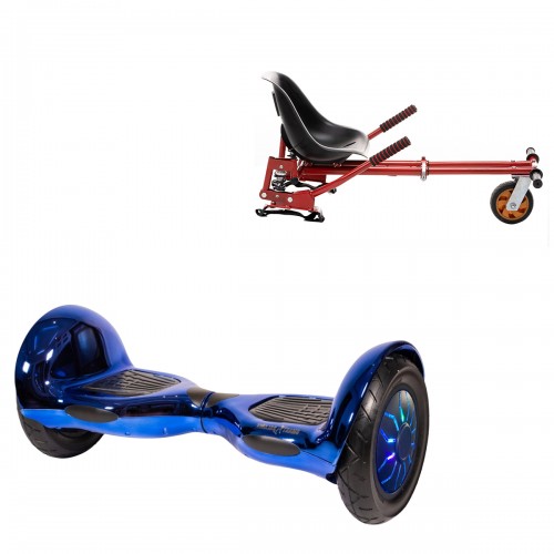 Elektromos Hoverboard GoKart Szett Lengéscsillapítókkal, 10 colos, Off-Road ElectroBlue PRO, Nagy Hatótávolság, Piros HoverKart Lengéscsillapítókkal, Smart Balance