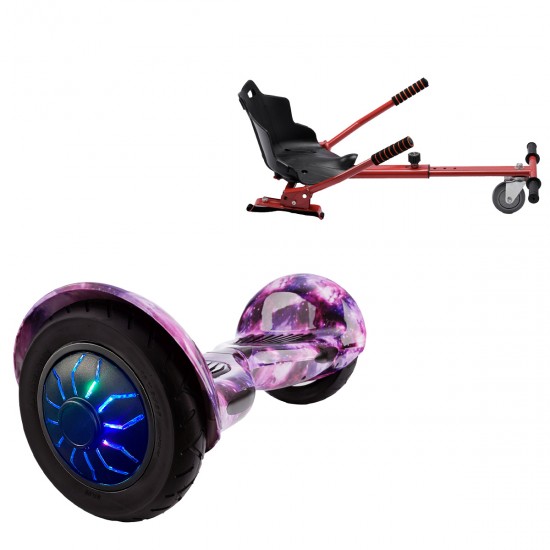 Elektromos Hoverboard Standard GoKart Szett, 10 colos, Off-Road Galaxy PRO, Standard Hatótávolság, és Piros Hoverkart, Smart Balance