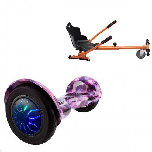 Elektromos Hoverboard Standard GoKart Szett, 10 colos, Off-Road Galaxy PRO, Nagy Hatótávolság, és Narancs Hoverkart, Smart Balance