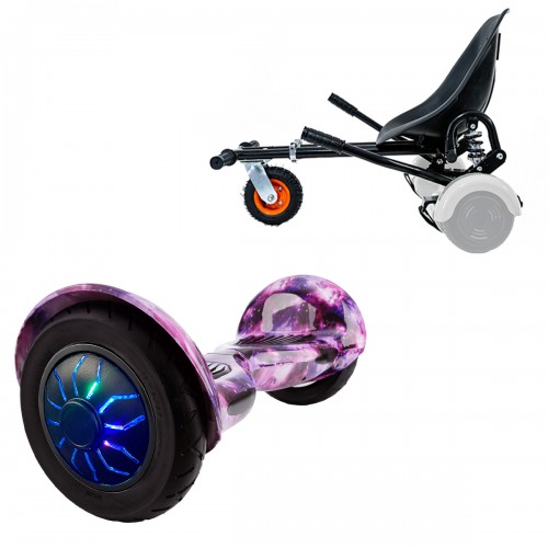 Elektromos Hoverboard GoKart Szett Lengéscsillapítókkal, 10 colos, Off-Road Galaxy PRO, Nagy Hatótávolság, Fekete HoverKart Lengéscsillapítókkal, Smart Balance