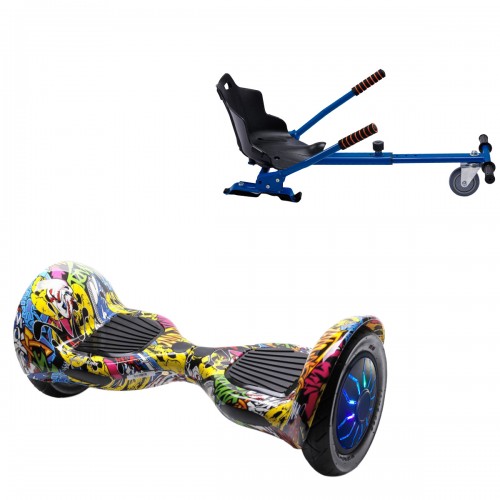 Elektromos Hoverboard Standard GoKart Szett, 10 colos, Off-Road HipHop PRO, Nagy Hatótávolság, és Kék Hoverkart, Smart Balance