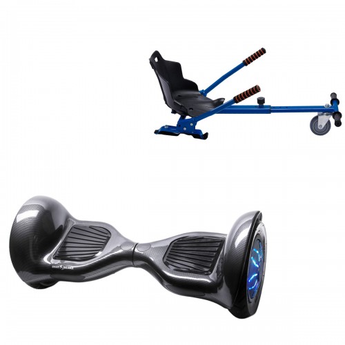 Elektromos Hoverboard Standard GoKart Szett, 10 colos, Off-Road Carbon PRO, Nagy Hatótávolság, és Kék Hoverkart, Smart Balance
